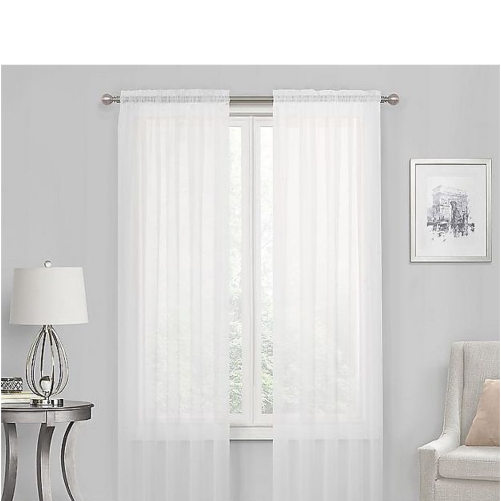 Kate Aurora Premium Rod Pocket Sheer Voile Window Curtain 6 panels included